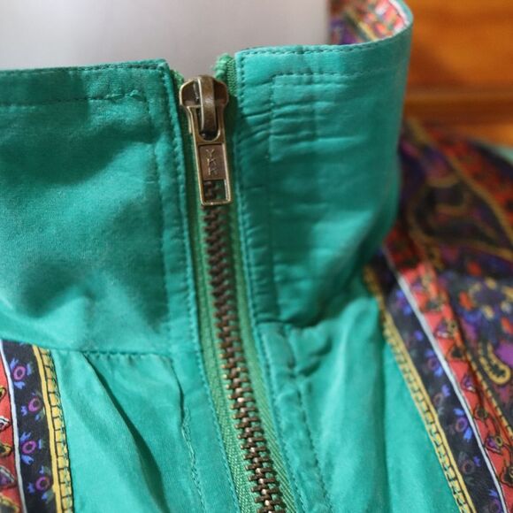 Great Cavalier Vintage Retro Green Mandala Silk Pant Suit Small - Picture 6 of 16
